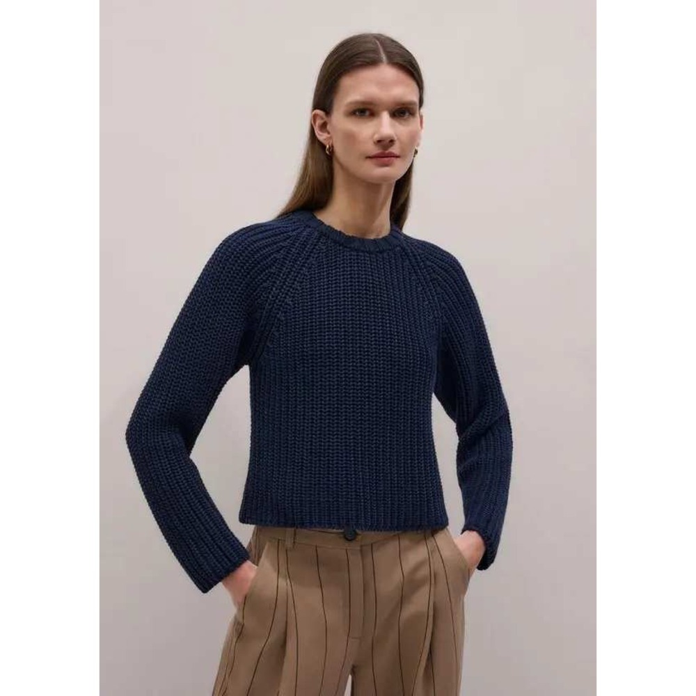 ME+EM Chunky Cotton Raglan Jumper Navy Size XS New With Tags